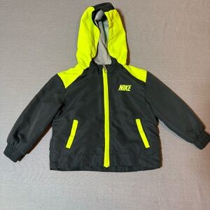 Nike Baby Jacket Grey/Green Sz 18 Months Hood Pockets Lightweight